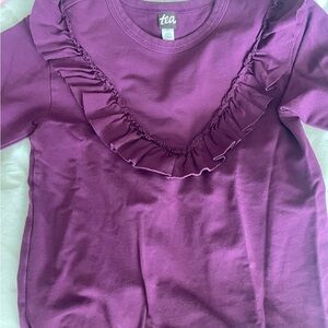 Tea Collection Purple Ruffle-Trim Long Sleeve Tee